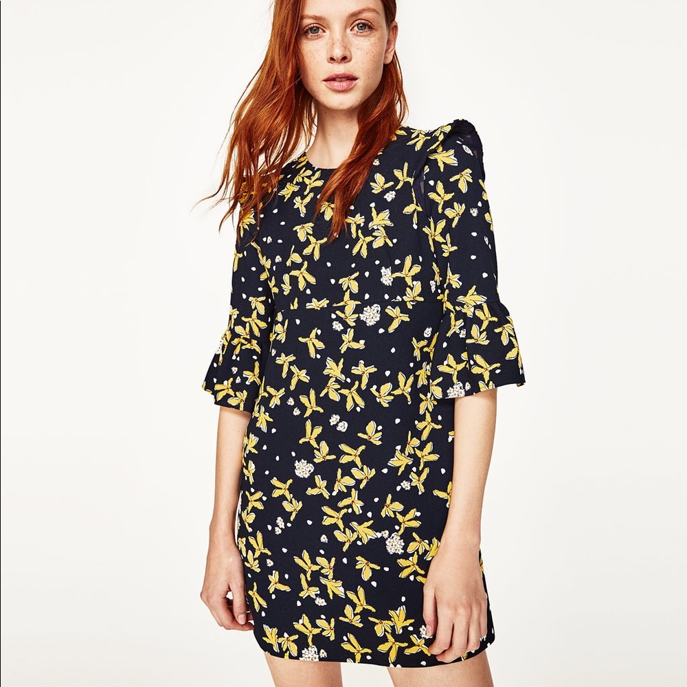Zara Floral Dress with bell sleeves